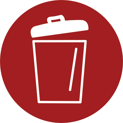 rotes Icon mit Abfallkorb